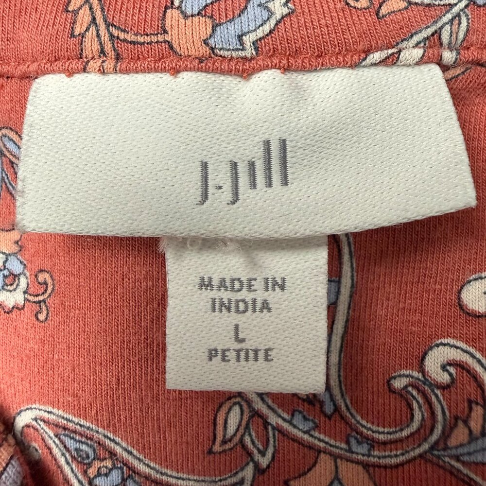 J Jill L Petite Red Rocks Paisley Pintuck Pleat Shift Dress Dark Peach Sunset PL - Picture 9 of 14